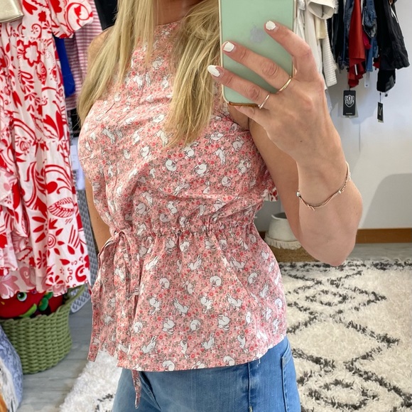 CATH KIDSTON ladies pink rabbit bunny shirt Uk size 6 sleeveless sweet fitted - Picture 6 of 9